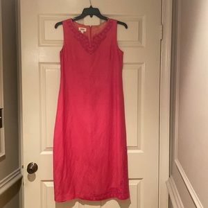 Beautiful Pink Linen midi dress,  sz 14